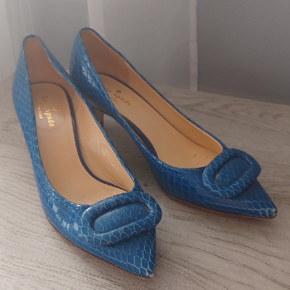 Kate Spade Blue Textured Heels